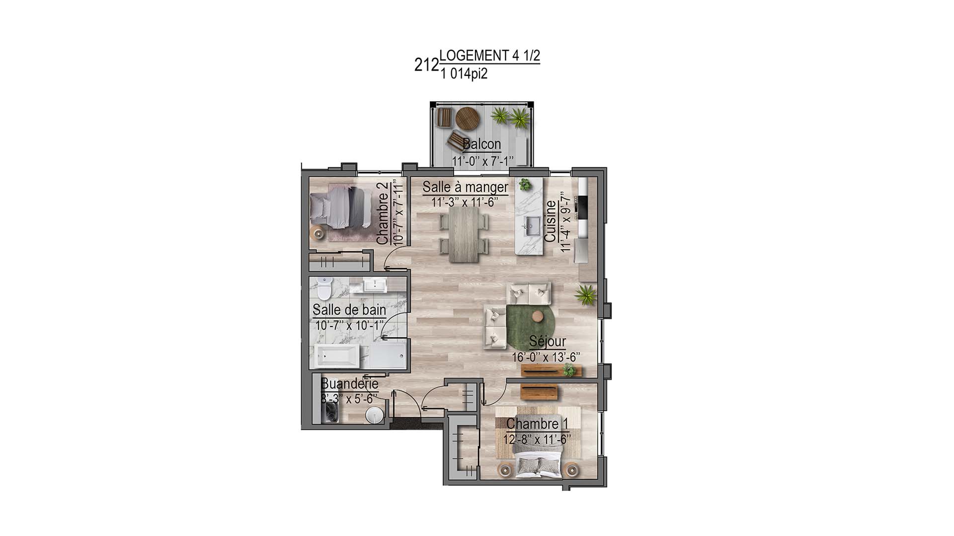 plan de l'appartement 212
